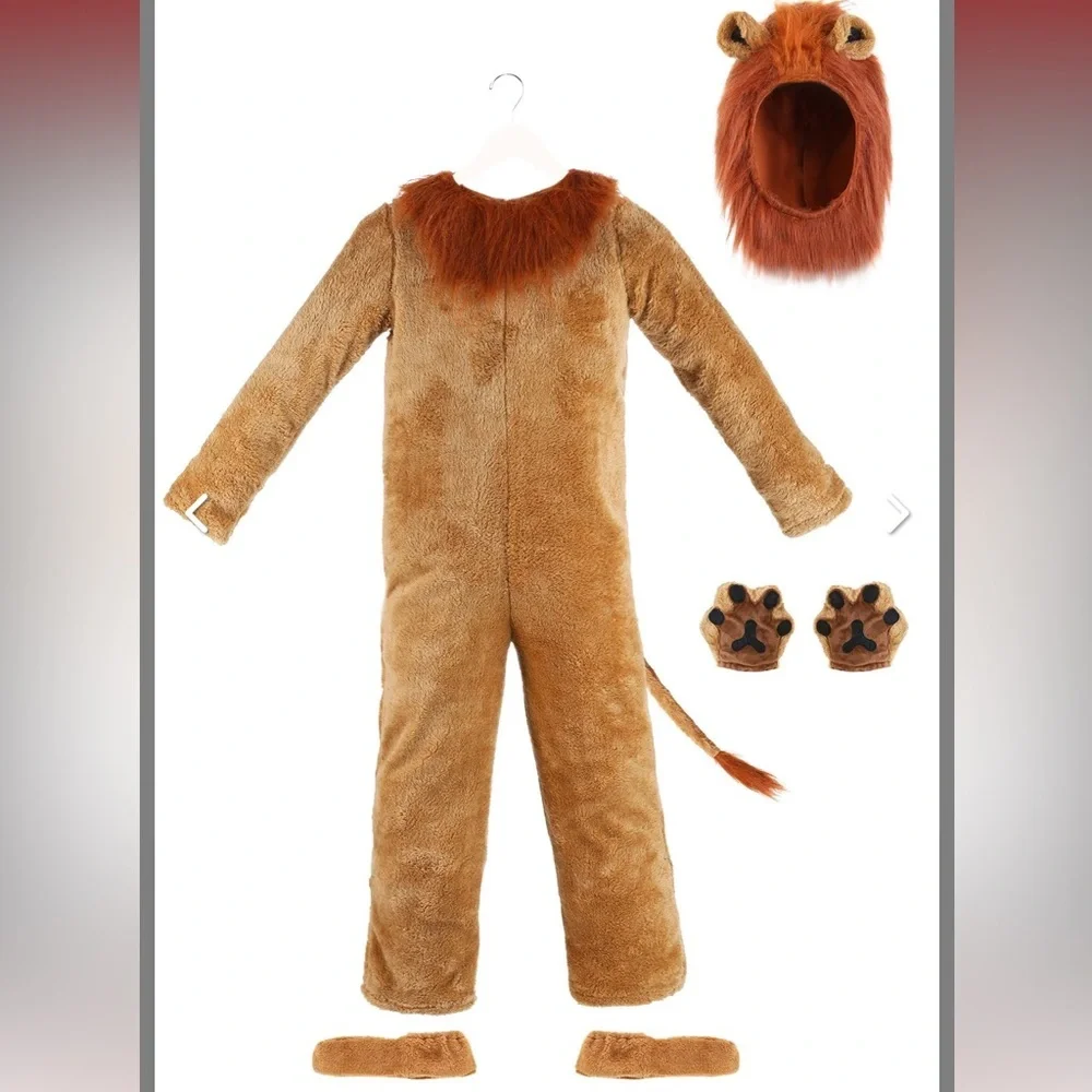 Cowardly Lion Wizard of Oz Boy Halloween Costume Realistic Mane Small 6-7 - Picture 2 of 16